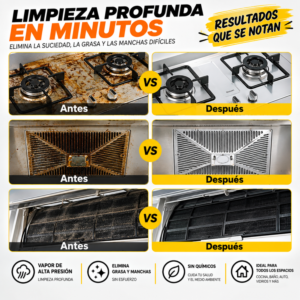 La grasa pegada que nada quita... se rinde ante el vapor